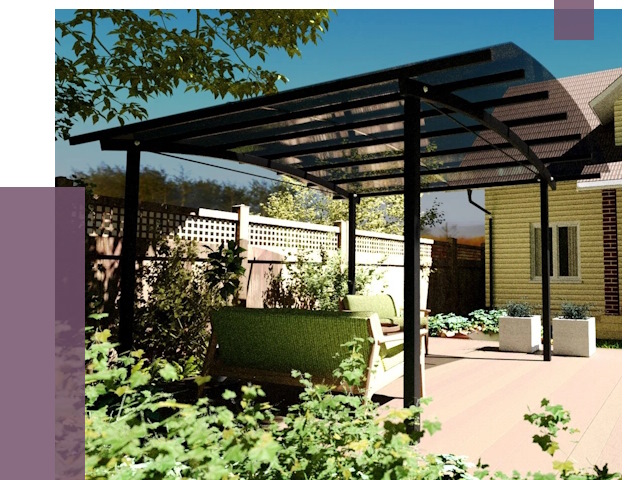 Навесы для террасы в Беслане от 12911 руб. под ключ | ПРОЛЁТ-Бсл