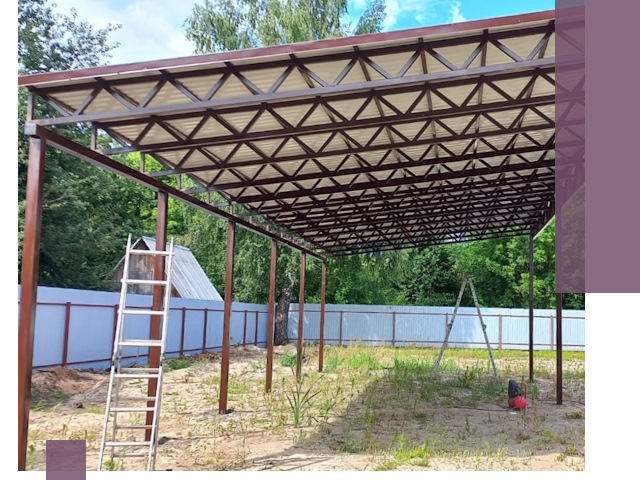 Односкатные навесы под ключ в Беслане — изготовление и монтаж