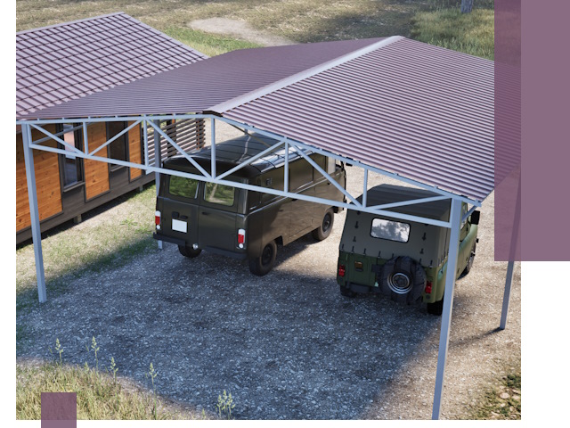 Двускатные навесы под ключ в Беслане — изготовление и монтаж